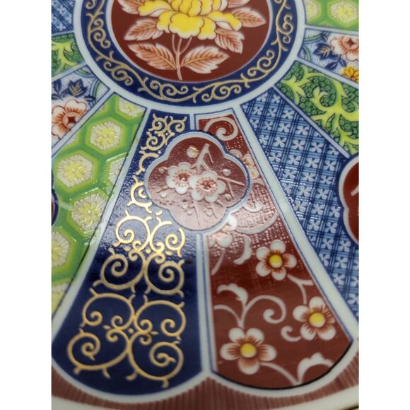 Japanese Imari Ware Decorative Plate Floral Geometric Design Collectors Item 6 1 - Picture 12 of 17